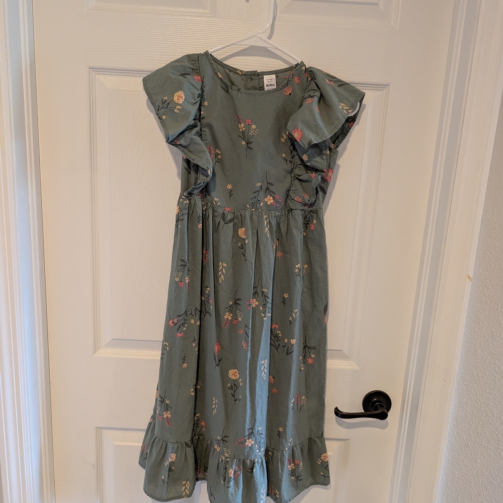 Floral Green Kids Dress